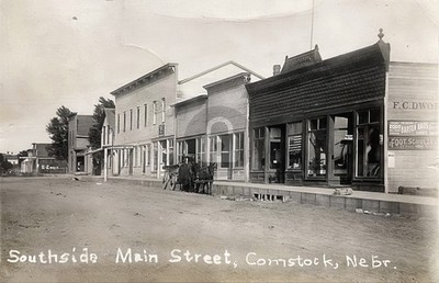 Comstock NE Nebraska Main St Scene Stores Small Town RPPC Photo Postcard COPY