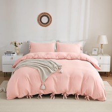 annadaif Hot Pink Duvet Cover Queen Size, 3 Pieces Duvet Cover Set  Soft Was...