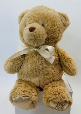Baby Gund 10  My First Teddy Bear Tan Plush Animal Satin Ears Bow Ultra Soft