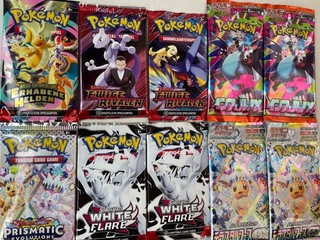 10x Pokemon Booster Packs Karten Sammlung Black Bolt Erhabene Helden Prismatic