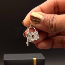 14K White Gold  Lock Pendant – Elegant Heart Lock Charm Necklace Jewelry