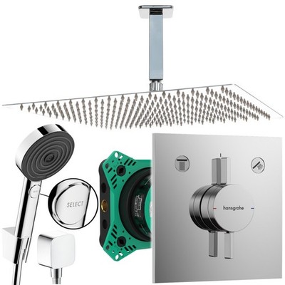 Hansgrohe DuoTurn E Unterputz Duscharmatur Deckenanschluss, 36cm Kopfbrause, Set