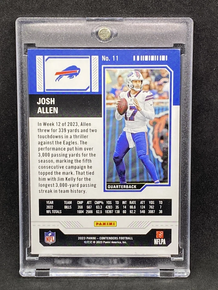 Josh Allen RARO MOJO BOLETO REFRACTOR TARJETA DE INVERSIÓN SSP PANINI BILLS MVP COMO NUEVO Foto 2 de 2