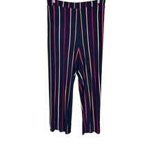 Susan Graver Regular Printed Liquid Knit Pull-On Pants Navy Coral Stripe 3X Size
