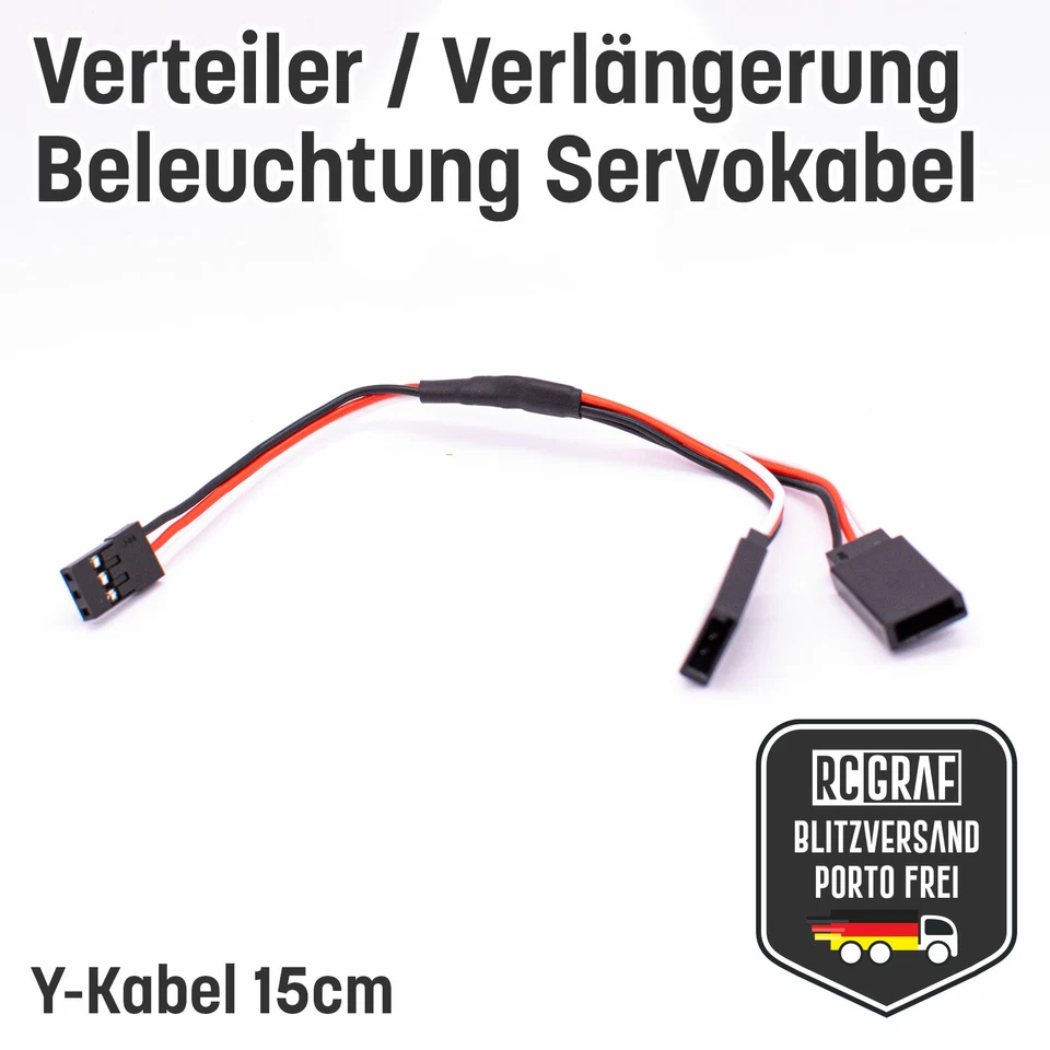 Servokabel Y-Kabel 3-fach 15cm 30cm Servo Splitter Verlängerungskabel Verteiler - Bild 2 von 4