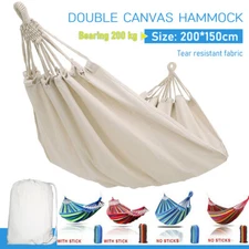 2 Person Double Chair Bed Canvas Camping Hammock Hanging Swing Sleeping Outdoor