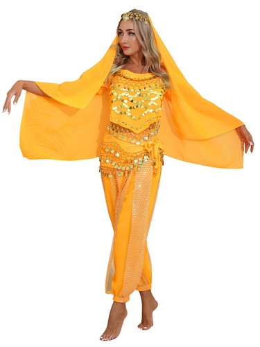 Damen Tanzbekleidung Laterne Kostüm Harem Outfit Cosplay Tanz Schal Bauch Sets - Bild 128 von 139