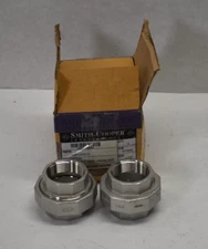 Lot of 2 Smith Cooper Threaded Unions Heavy Duty 1-1/2" x #150 Stainless Steel