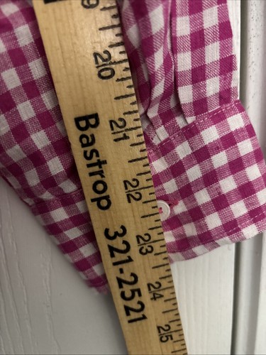 Talbots 100% Linen Button Up Shirt Size Medium Pink/White Gingham Beach EUC - Picture 11 of 11