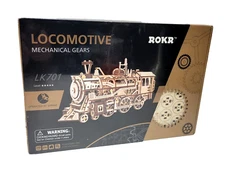 ROKR Locomotive 3D Wooden Train Model Kit Puzzle LK701 Mechanical Gears NEW