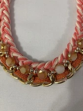 Gold Tone Braided Collar Choker Necklace Lobster Claw Clasp Plus Exten