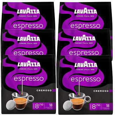 6x 18 Kaffee Pads Lavazza Espresso Cremoso italiano Stärke 8/10 intensives Aroma