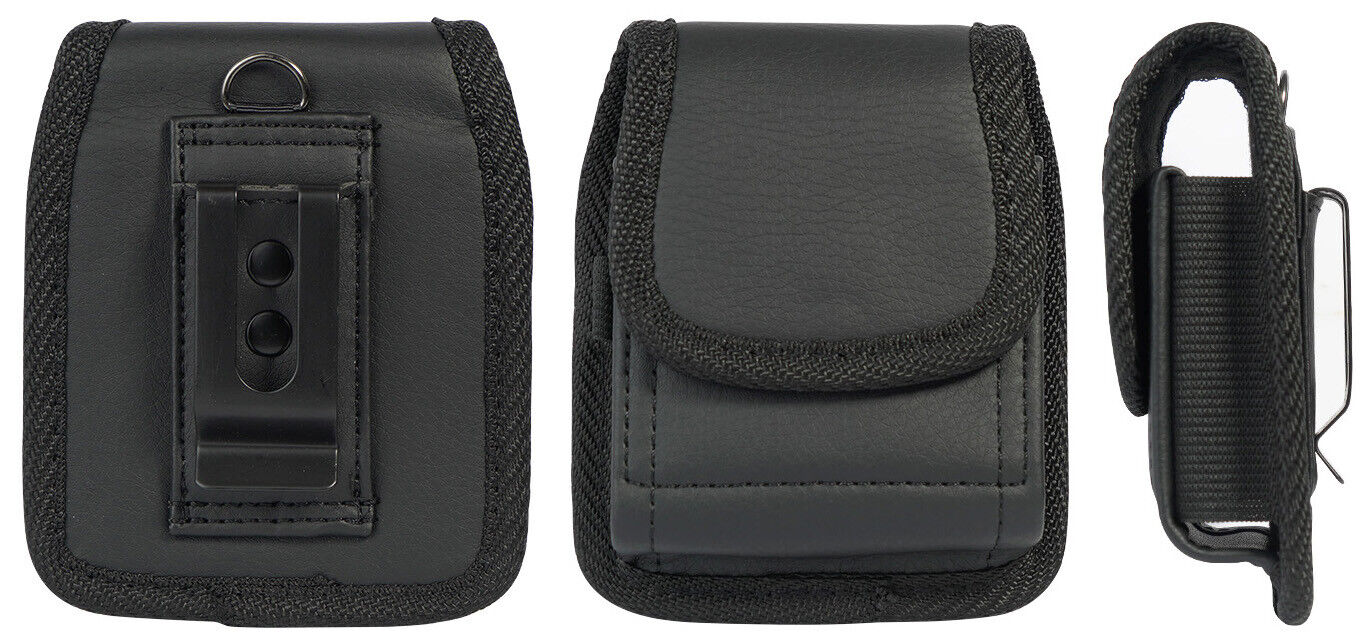 Black Leather Case Pouch Belt Loop Clip for Motorola RAZR Plus (2023/ ...