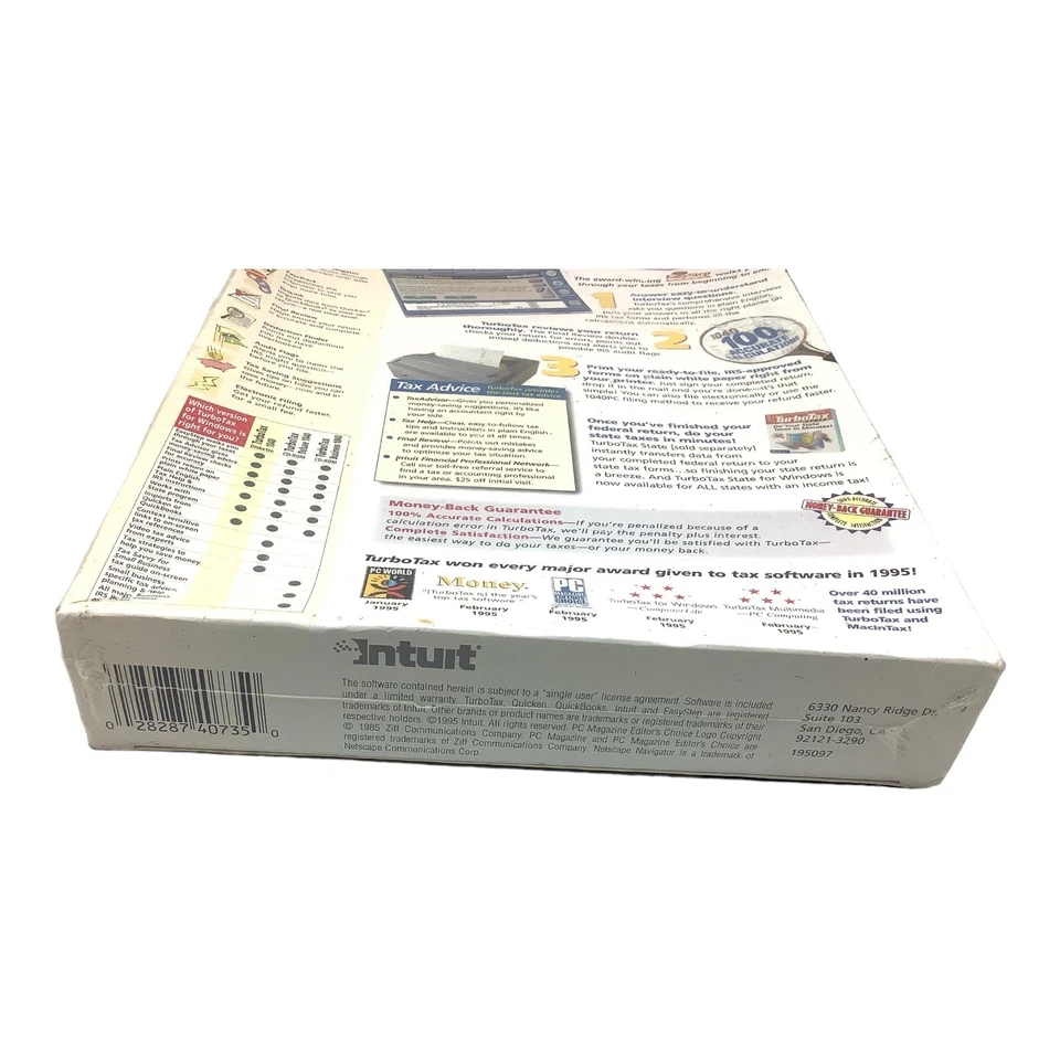 TurboTax 1995 Quicken for Windows 95/3.1 Vintage Tax Software Sealed Rare - Image 3 of 3