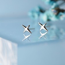 925 sterling silver tiny lightning star minimalist stud earrings