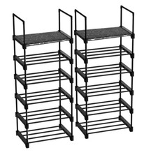 2x 6 TIER SHOE RACK STAND STORAGE SELF ORGANISER LIGHTWEIGHT COMPACT SPACE SAVER