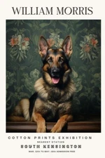 William Morris German Shephard Vintage Cotton Prints Exhibition Poster A3 A4 A5