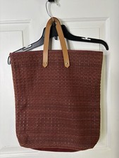 Auth HERMES Amedabadiago GM Tote Bag Canvas Burgundy 19152 Excellent