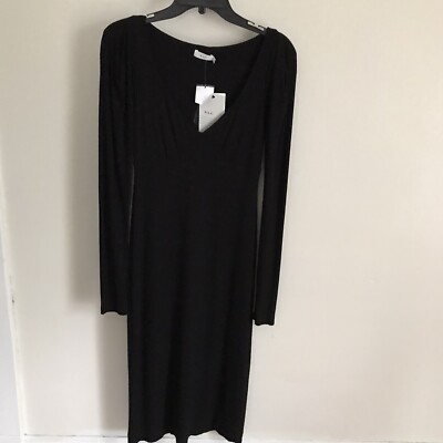 ALC Womens Rib Knit Midi Sweater Dress Black Size Extra Small V Neck Long  Sleeve | eBay