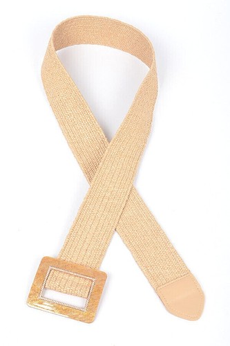 BNWT Brand New Color Resin Buckle Faux Straw Elastic Fashion Belt - Picture 7 of 13