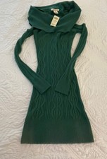 NWT Arden B Womens Evergreen Fitted Cowl Neck Cable Sweater Dress Sz XS Orig $59