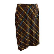 Size 10 CLIO Vintage 1980s A-Line Skirt Plaid Side Zip Made in USA
