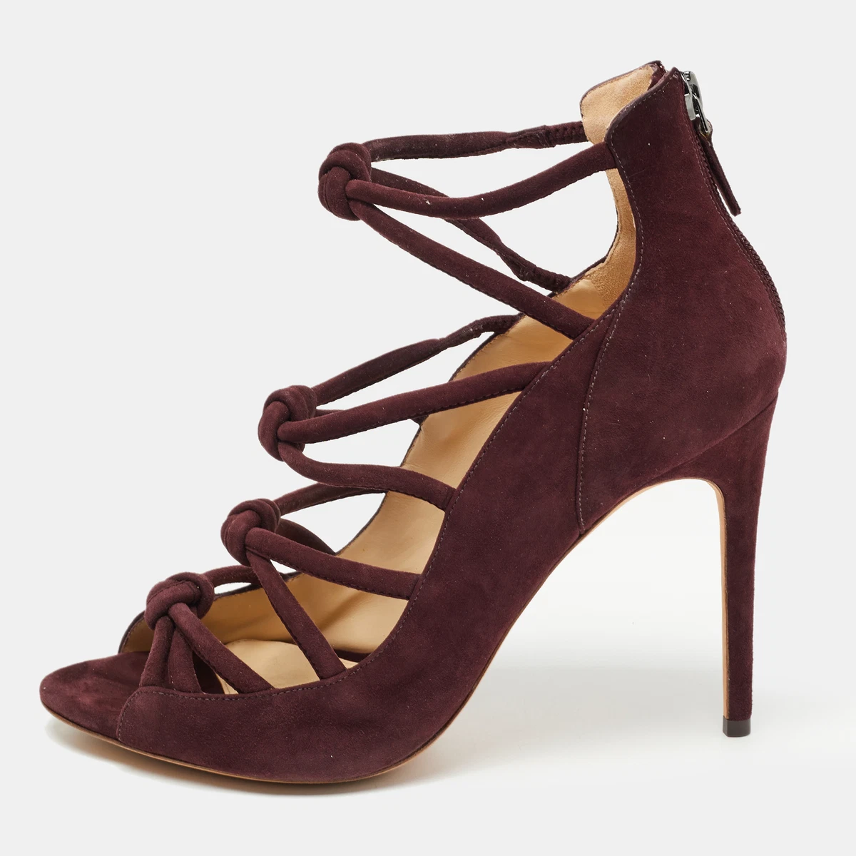 Burgundy strappy sandals sale