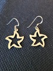 NEW STERLING SILVER 925 OPEN HAPPY LAZY STAR WIRE HOOK EARRINGS 3.2 GRAM -1 3/8" — photo 1