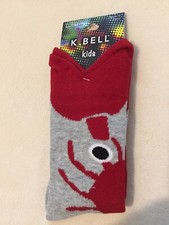 K.Bell Kids Unisex Red Lobster Cotton Blend Socks Kids Shoe Size 7.5-13 New
