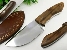 D2 STEEL CUSTOM HANDMADE HUNTING TACTICAL DAGGER KNIFE WALNUT WOOD GRIP & SHEATH