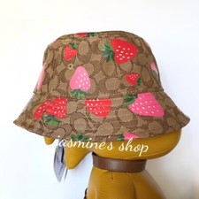 NWT Coach Signature Wild Strawberry Print Bucket Hat CH392