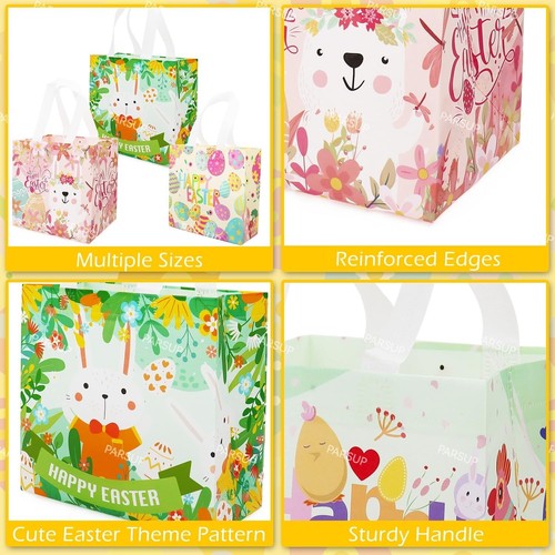 6PCS Easter Egg Hunt Bags with Handles – Bunny Chick Carrot Gift Bags Set - Picture 4 of 7