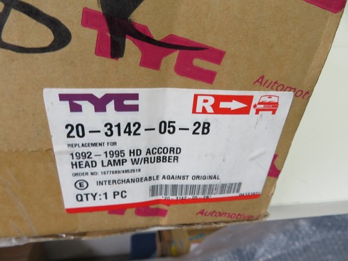 OS RH DRIVER HEADLIGHT FOR HONDA ACCORD TYC 20-3142-05-2B 1992-1995 #RMS - Picture 5 of 14