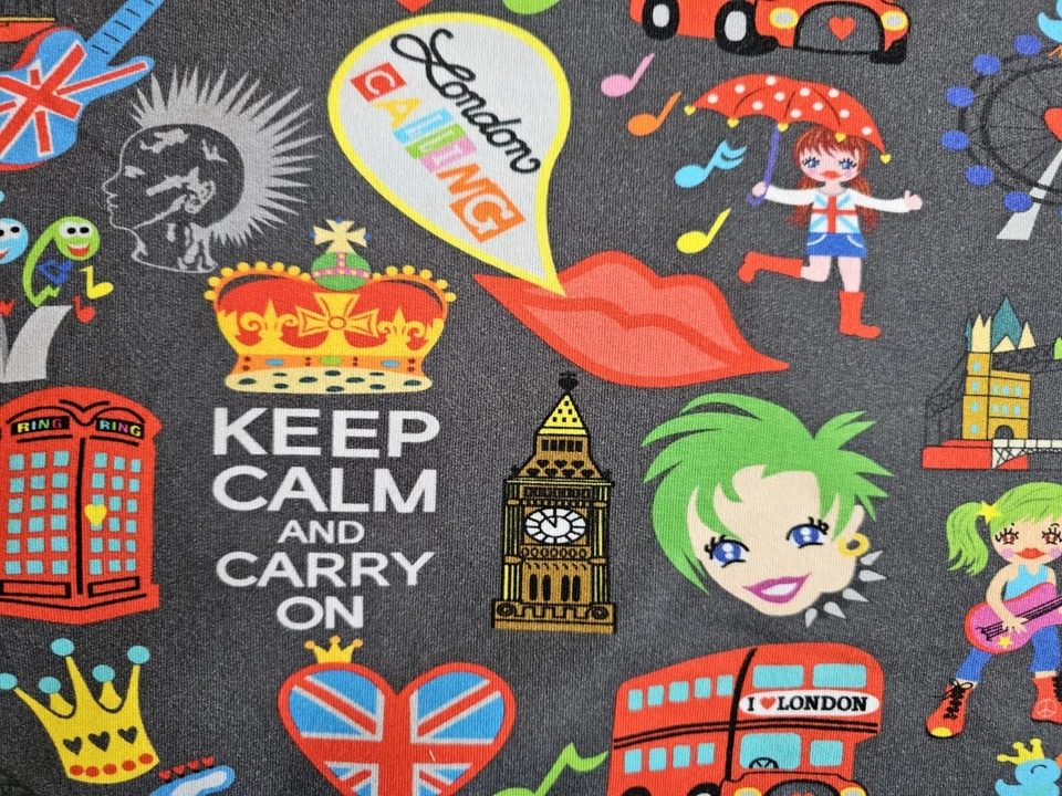 Milli Zwergenschön Jersey Sweat London calling 80 x 150 (100x100 cm) NEU - Bild 2 von 4