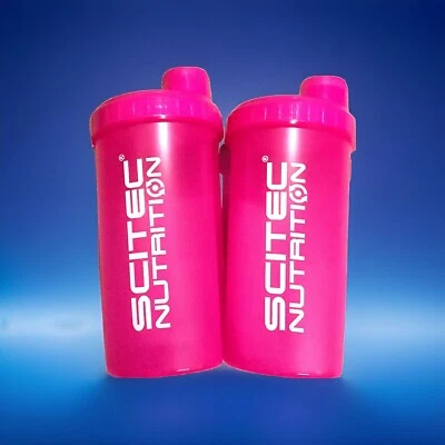 SCITEC NUTRITION 2 Eiweiß Shaker Scitec Eiweis FarbeNeon Pink Protein Mixer +Sieb 700ml Füllmenge