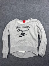 Nike Sweatshirt Women's S Gray Run With The Original Graphic Pullover High Low