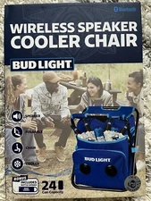 Bud Light Wireless Speaker Cooler Folding Chair Blue 11"X17" NEW!