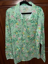 Cat & jack Boys XL 14) Button Up Floral Green Long Sleeve Shirt Spring Easter