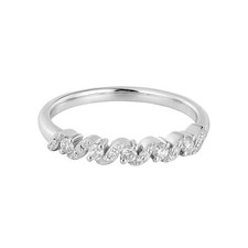 14K White Gold Round Natural Diamond Wedding Band MZ11423