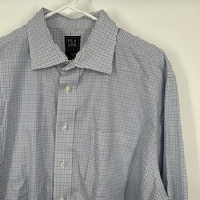 Jos A Bank Traveler Men  s Dress Shirt Travel Tech 17.5  34 Button Up Checkered