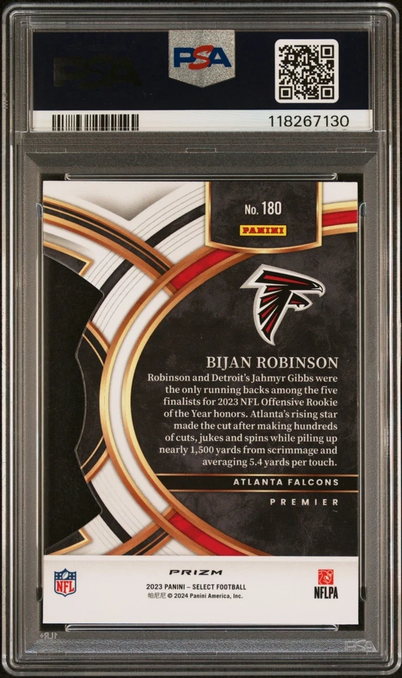 Bijan Robinson 2023 Select #180(PSA 10-Gem Mint)Black & Green Prizm Die-Cut(RC) - Image 2 of 2