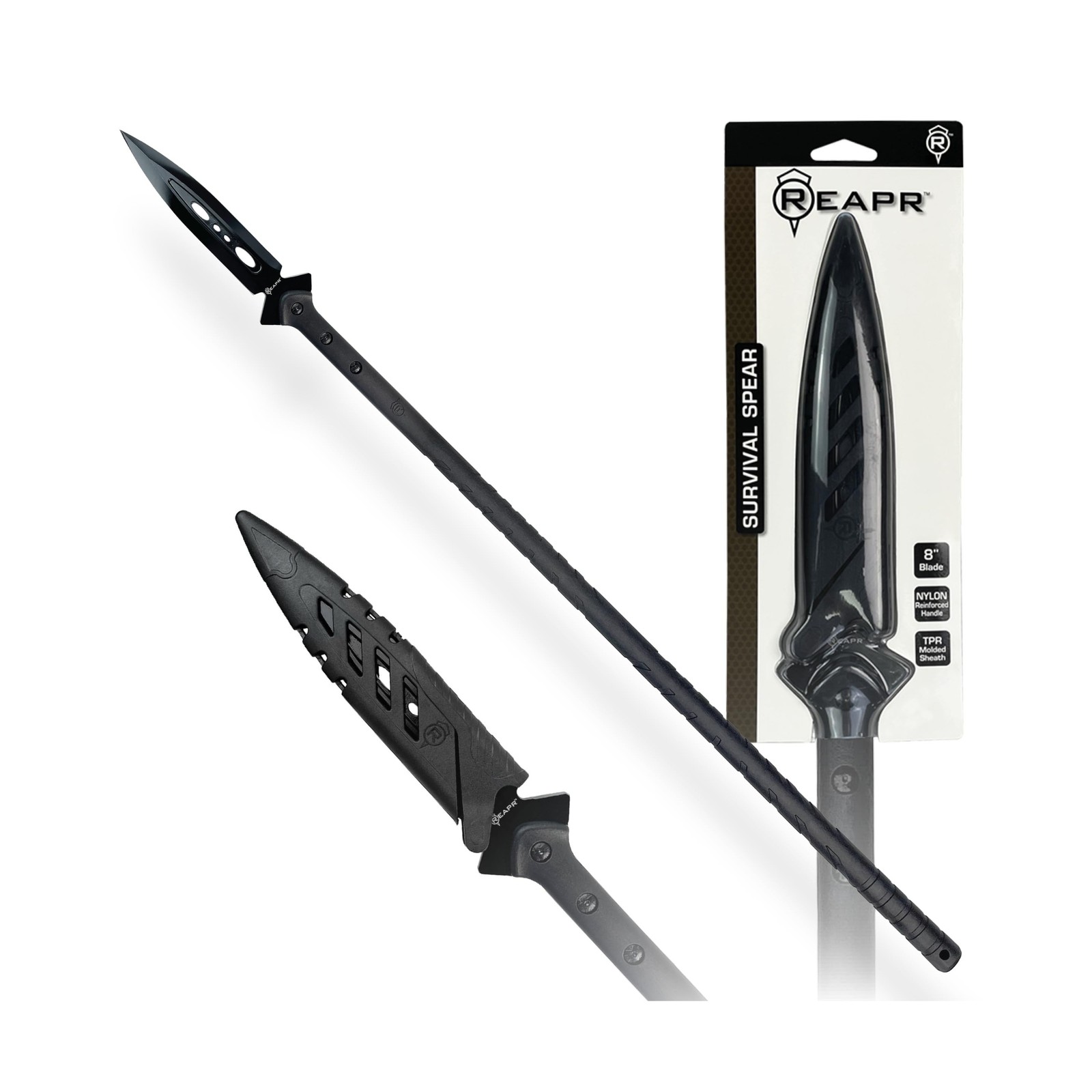 Reapr Survival Spear – 44″ Fixed-Blade Throwing Spear with Double