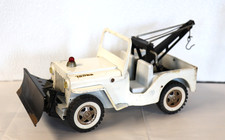 1963 Pressed Steel Tonka 435 Jeep Wrecker  Plow - White, 11"