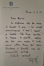 ?? MANUSCRIPT LETTER SENATE OF THE REPUBLIC 1950 TIZIANO WEAVERS SEDEGLIANO