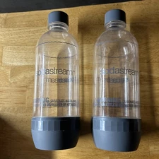 Set of 2 Genuine Soda Stream Sparkling Water 1 Liter Replacement Bottles W Caps