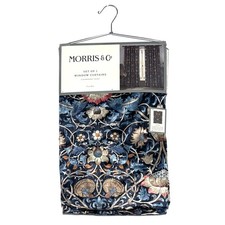 William Morris  Co. Window Curtains Panels Lodden Navy Blue Clay 37X84  Velvet