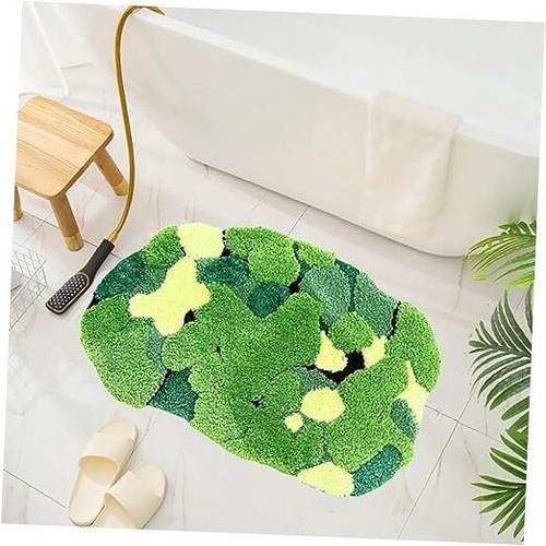 Cute Moss Bath Rug Shaggy Plush Washable Green Moss Bath Mat for Moss L ...