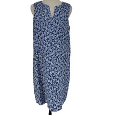 NWT J McLaughlin Women's M Blue Floral A-Line Sleeveless Linen Dress