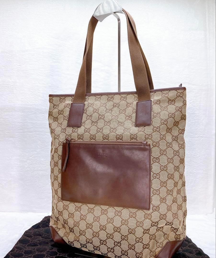 Gucci Tote Bag Gg Canvas Leather Logo m4_0808