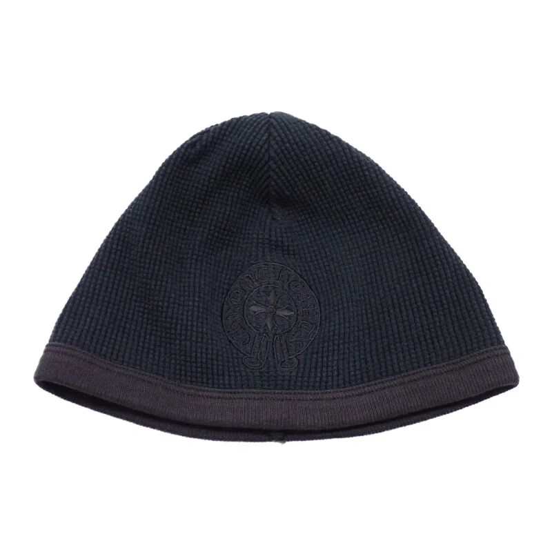 CHROME HEARTS 90s Thermal Beanie Knit Cap Cotton Black Unisex ISY